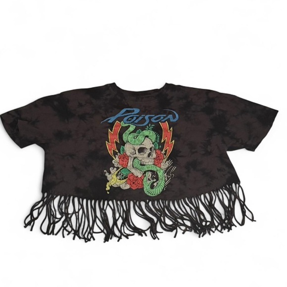 Poison Tops - Women’s poison Edgy Black Crop Top with Skull and Snake Design